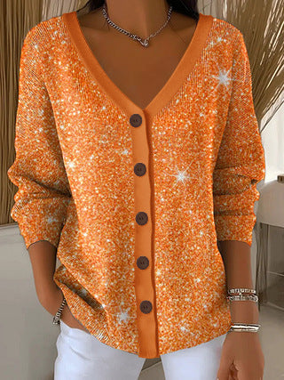 3D Digital Printed Women's Shoulder Cardigan Sweater FF303400