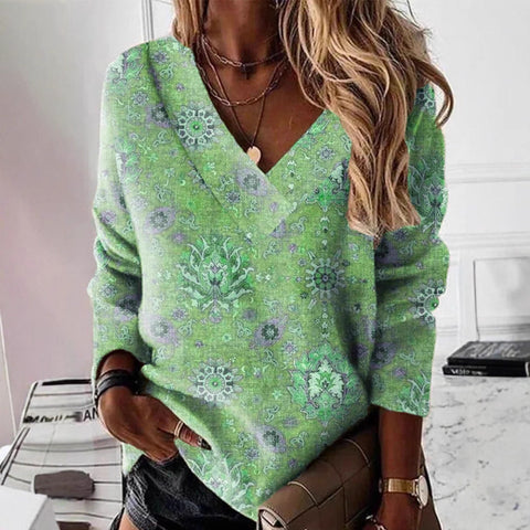 Women's Independent Station Amazon New V-Neck Printed Sweatshirt Top M302282