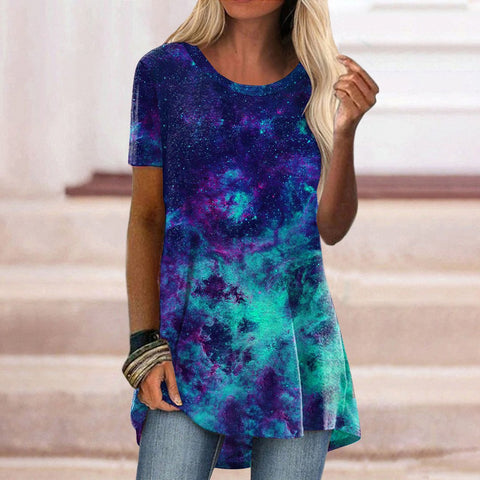 Casual ethnic style retro printed short-sleeved T-shirt m302728