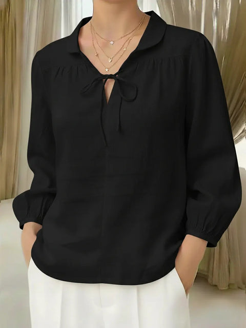 Lace collar lace-up top lantern sleeve m302719