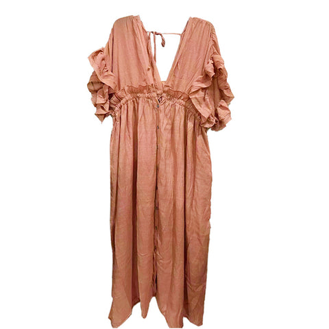 Solid color beach blouse long skirt sunscreen shirt Hawaii seaside vacation m301517