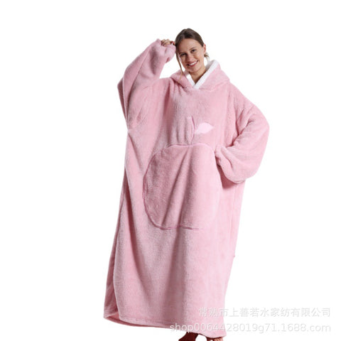 Hooded lazy couple loungewear new comfortable cotton lint lazy blanket can wear blanket m302151