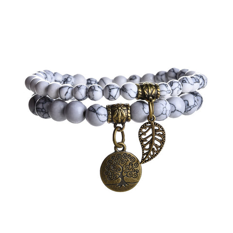 Baum des Lebens Blatt Anhänger Set Armband Bunte Tiger Auge Amethyst Achat Armband m3331289