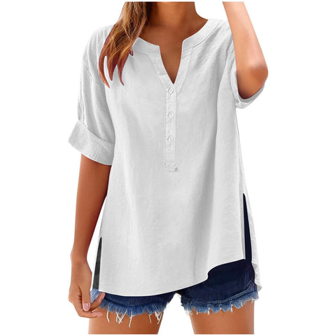 Chemise boutonnée en lin, haut décontracté et ample, m301356 