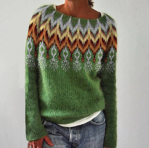 Rundhalsausschnitt, farblich passender, lockerer, modischer Pullover, Strickpullover m300485 