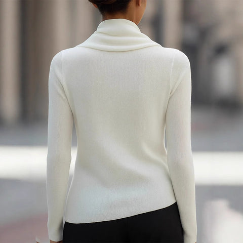 Fashion personality swinging collar irregular solid color knitted sweater m302182