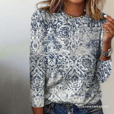 Creative flower 3D digital printing casual trend crew neck T-shirt m302222