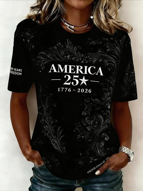 Digital Printed Casual Women's Crew Neck T-Shirt m302372