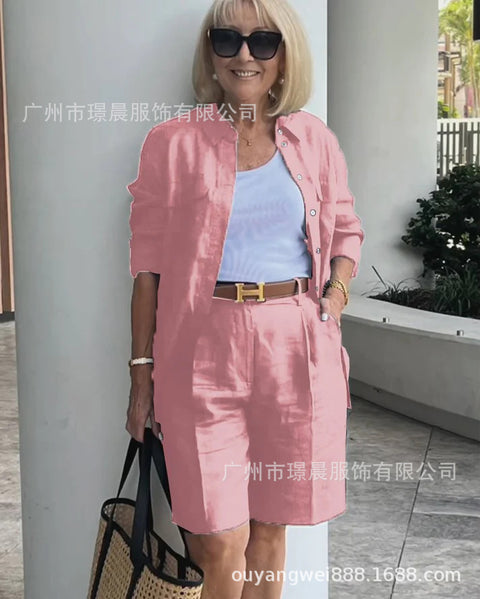 Women's cardigan top shorts two-piece set m302302