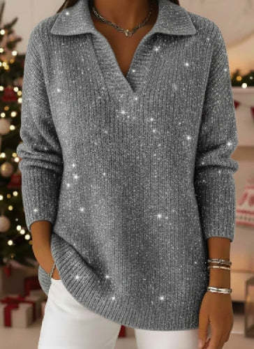 Polo neck sweater loose and thin long sleeve pullover FF303431 05