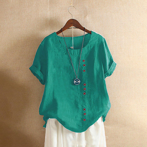 T-shirt ample en coton et lin pour femme, vêtement en coton et lin m300111 