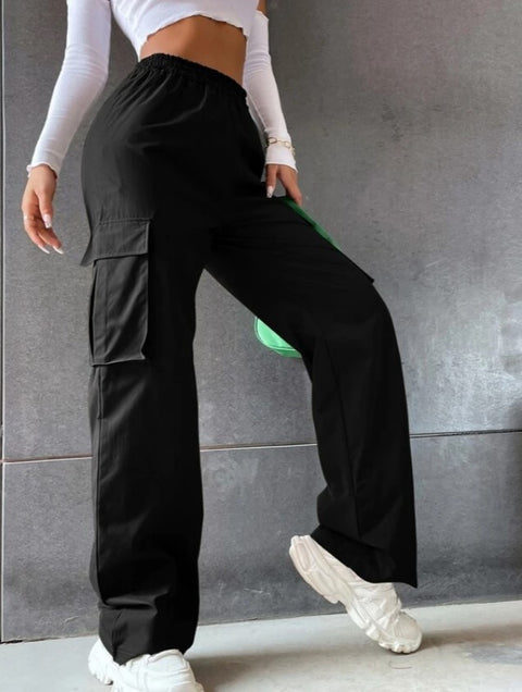 Gürtellose Hose mit hoher Taille, weite Beinhose, gerade, lockeres Temperament, Pendlerhose, Freizeithose, m301371 