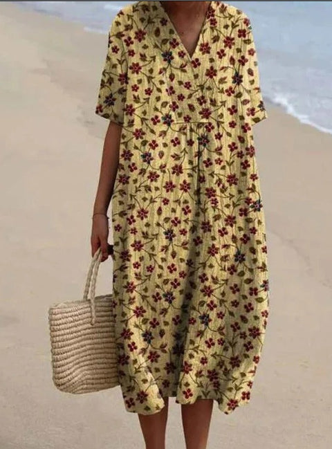 Fashion digital printing large wide V-neck dress m302382