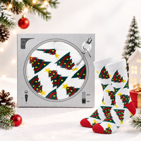 Christmas-themed record-shaped gift box socks, double boxed inside and outside FF3332064
