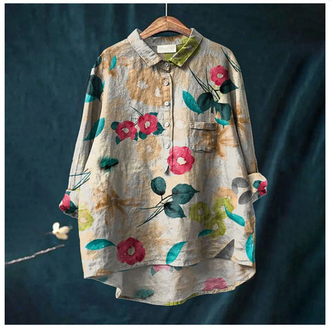 Lässiges Damen-T-Shirt mit Rundhalsausschnitt und lockerem Druck in großen Größen m301283 