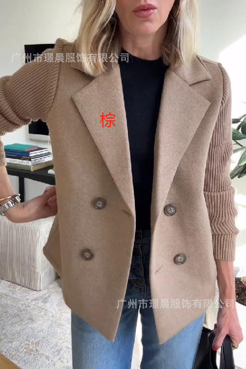 Women's fashion temperament woolen splicing jacket m302098