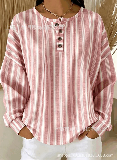 Digital Printed Women's Loose Casual Striped Fashion Pullover M303048