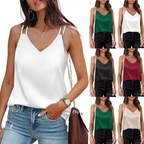 Sommer neue einfarbig V-ausschnitt sling weste lose T-shirt top m301495 