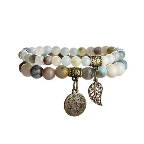 Baum des Lebens Blatt Anhänger Set Armband Bunte Tiger Auge Amethyst Achat Armband m3331289