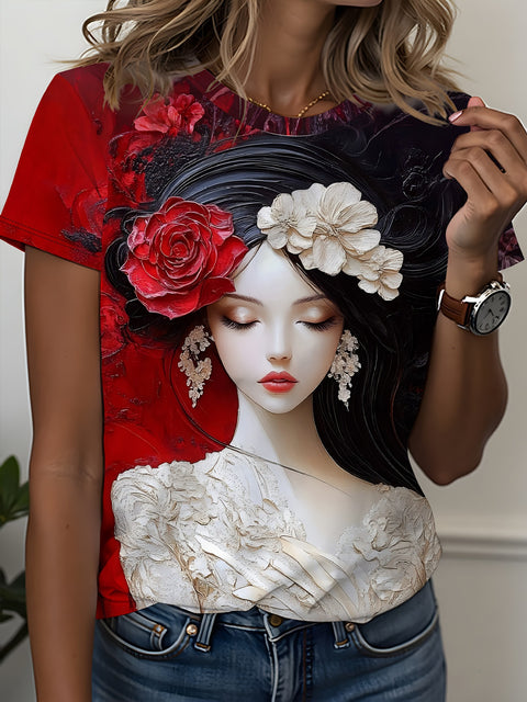 Women's Crew Neck Short Sleeve Casual Fashion Top m302607