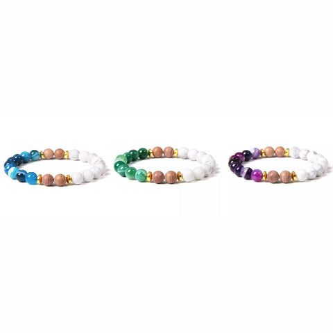 Naturstein Weißkiefer Goldscheibe Armband Armband m3331273