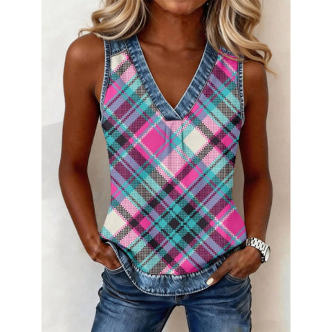 Casual plaid sleeveless vest small suspender m302807