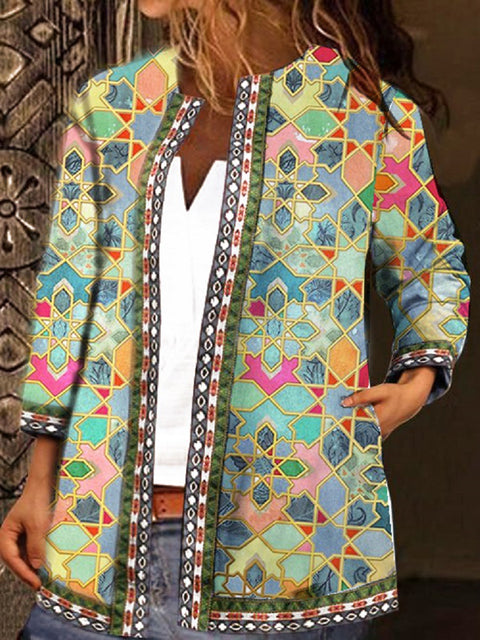 Autumn and winter retro ethnic style print jacket cardigan m303251 02