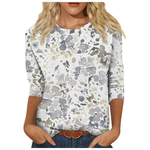 Einfarbiges T-Shirt mit Rundhalsausschnitt und Aufdruck m300770 