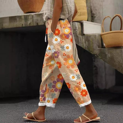 Pantalon décontracté à taille élastique et poches pour femme, coupe droite, m301372 