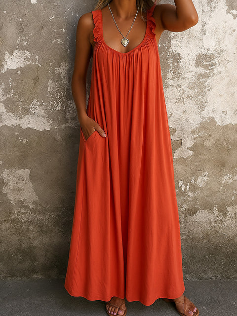 Lässiges, plissiertes, mehrfarbiges Damenkleid mit Hosenträgern und U-Ausschnitt, m301443 