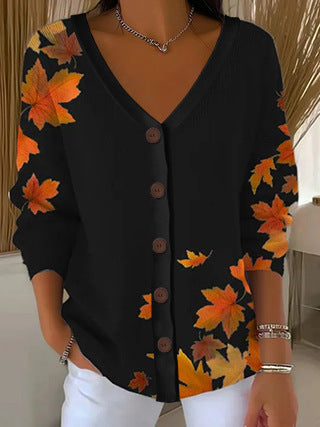 3D Digital Printed Women's Shoulder Cardigan Sweater FF303400