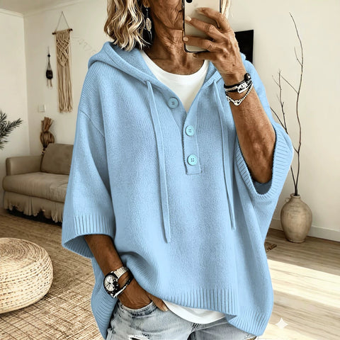 Half-open button lazy wind sweater autumn and winter solid color versatile m303201