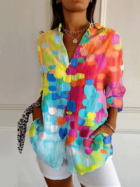 Summer trend long-sleeved shirt flower pattern printing 3D shirt m301226