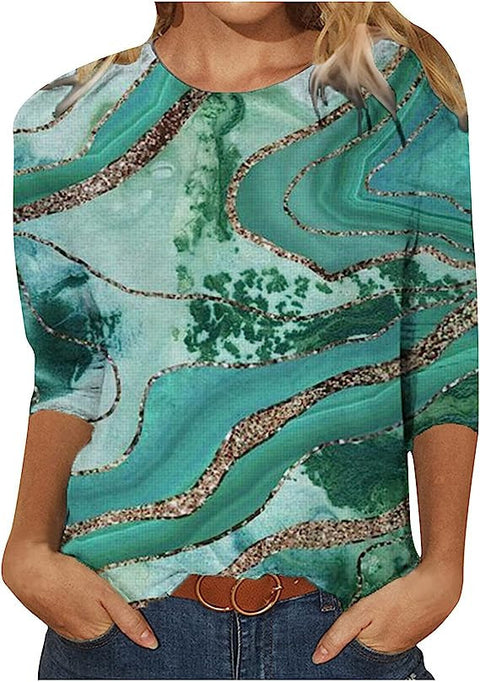 Einfarbiges T-Shirt mit Rundhalsausschnitt und Aufdruck m300770 