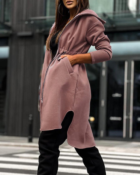 Dunkelbrauner lässiger Kapuzenpullover mit Kordelzug m300681 