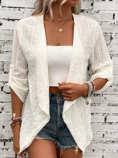 Einfarbige lässige Strickjacke für Damen mit mittleren Ärmeln m300422 