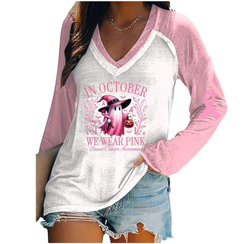 Women's V-neck long sleeve horror red graffiti 3D digital printing m301556