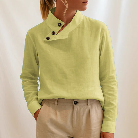 Casual stand-up collar long-sleeved regular pullover digital printing women's T-shirt FF303118