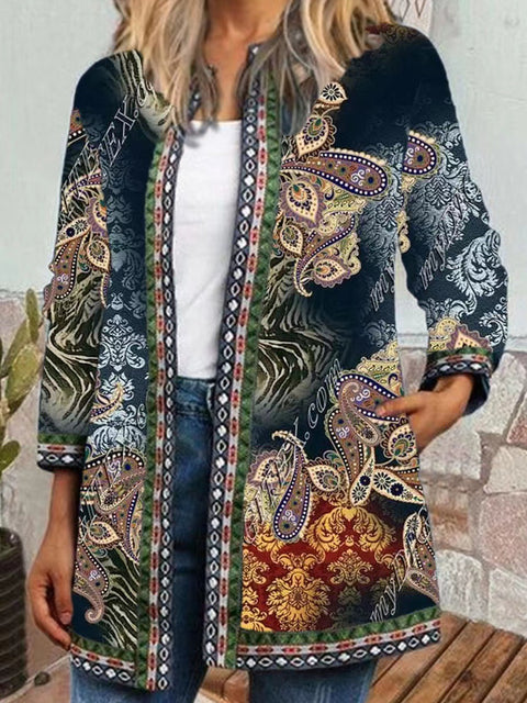 Autumn and winter retro ethnic style print jacket cardigan m303251 02