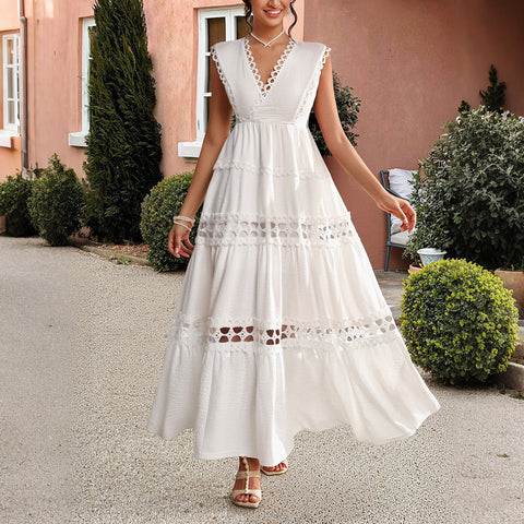 Robe longue taille haute style vacances pour femme, vêtement m301388 