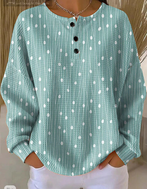 Retro casual 3D digital printing three-button stand-up collar fashion women's top FF303394