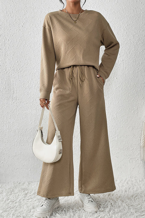 Loose and simple solid color casual suit women's autumn and winter new texture drawstring sportswear women's m301814