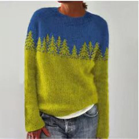 Neuer Pullover mit Rundhalsausschnitt, farblich passender, lockerer, modischer Pullover, Strickpullover m300454 