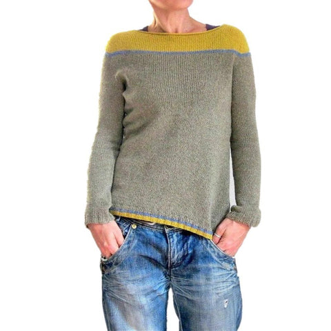 Rundhalsausschnitt, farblich passender, lockerer, modischer Pullover, Strickpullover m300485 
