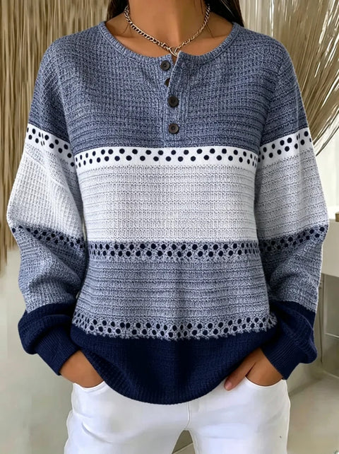 Delicate plaid fashion print women's button sweater FF303387