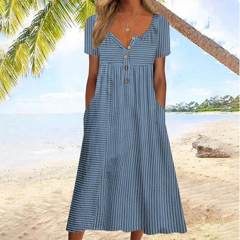 Bedrucktes Button-Down-Cardigan-Kleid mit Taschen m300714 