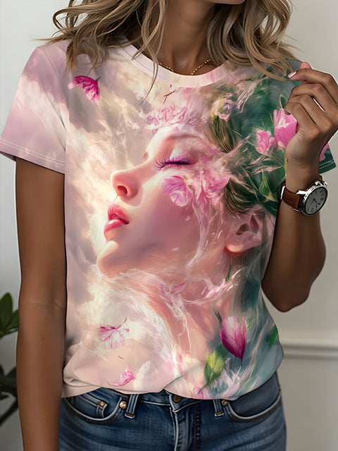 Women's Crew Neck Short Sleeve Casual Fashion Top m302607