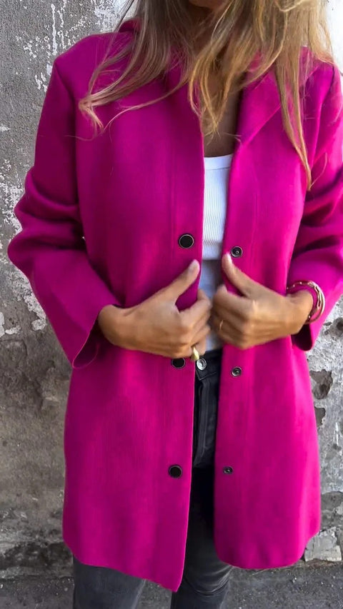 Einfarbige, lässige einreihige Kapuzenjacke für Herbst und Winter m300432 