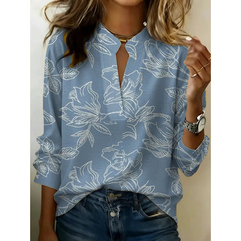 Digital printing casual pullover versatile spring and summer new shirt top m302788