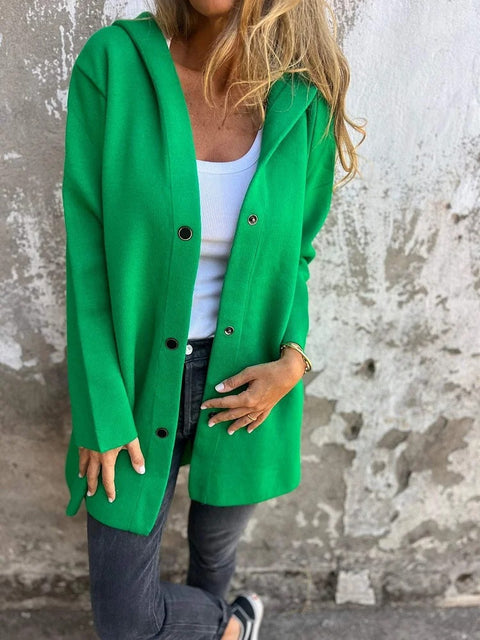 Einfarbige, lässige einreihige Kapuzenjacke für Herbst und Winter m300432 